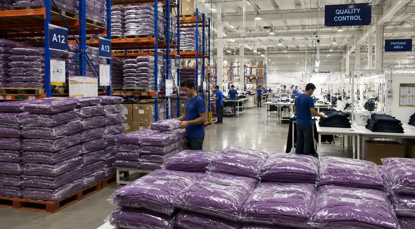Garment moisture control in finished goods warehouse and packing area